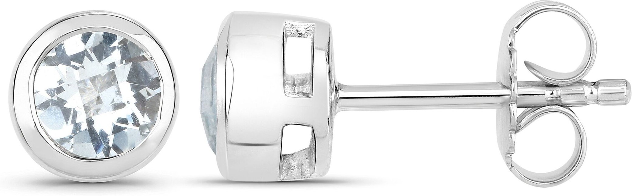 Vira Jewels Ohrstecker 925-Sterling Silber rhodiniert glänzend Aquamarine hellblau rund