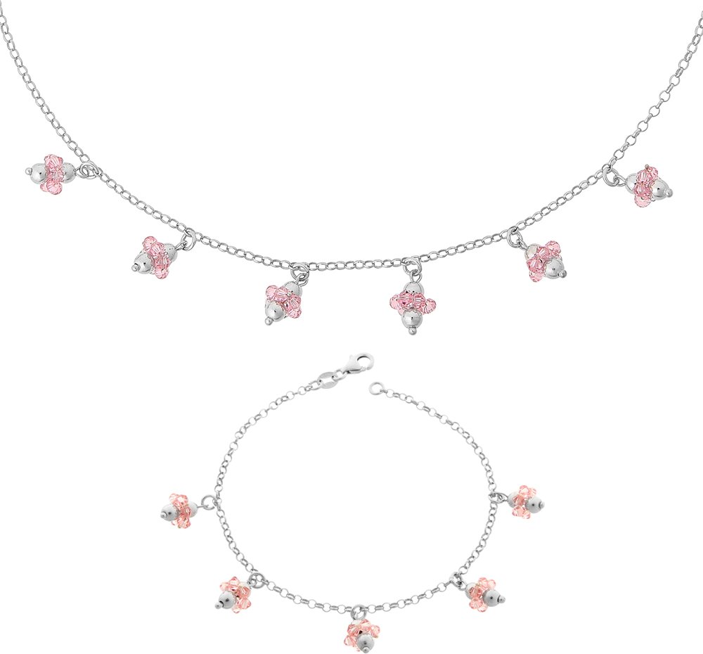 Orphelia Damen-Set aus 925er Sterlingsilber: Armband + Halskette – Silber SET-2559