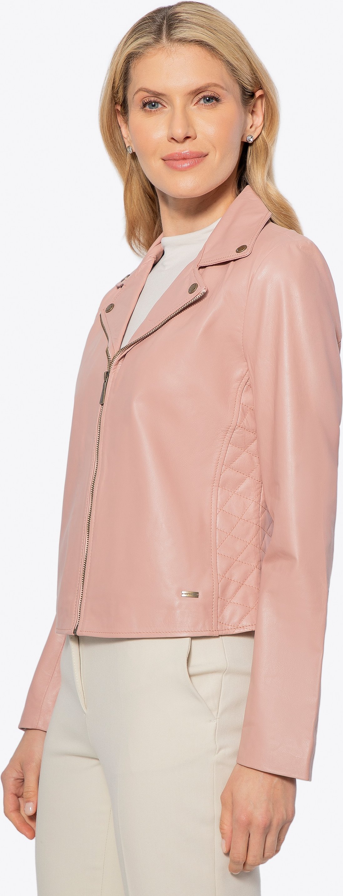 Wittchen Damen-Lederjacke mit Ziernähten, Rosa, Naturleder