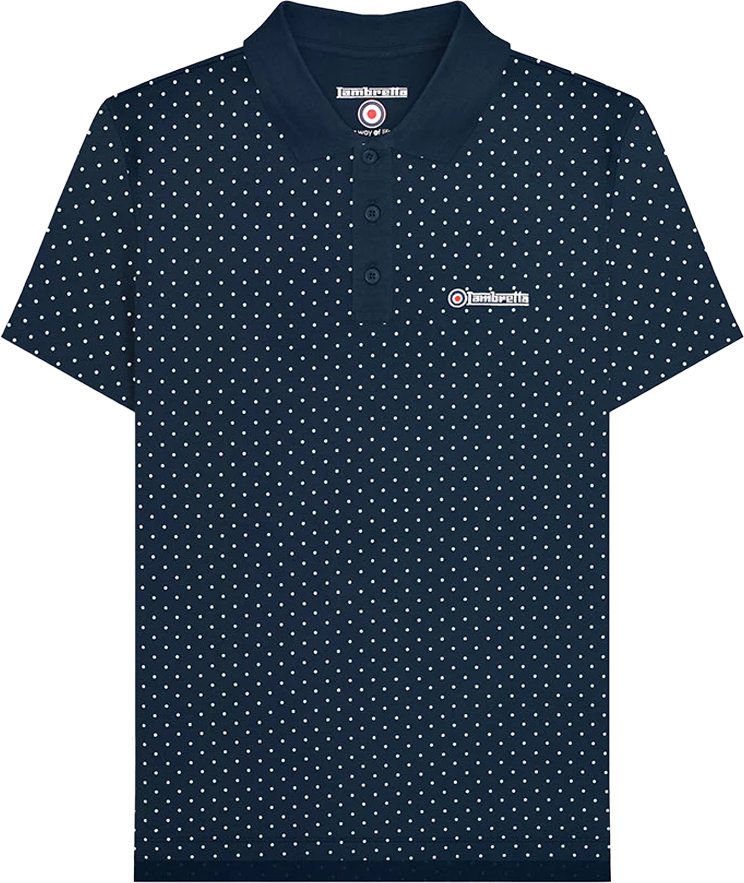 Lambretta Herren Polka Dot Polo-Shirt SS24 (Marineblau)