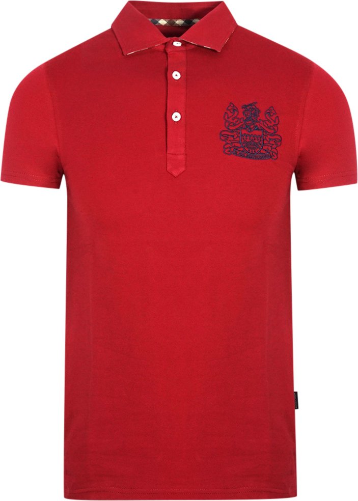 Aquascutum Aldis Crest Brust Logo Rotes Poloshirt