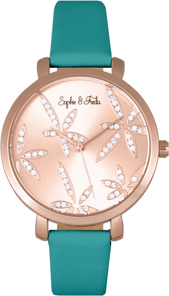 Sophie & Freda Key West Lederarmbanduhr mit Swarovski-Kristallen