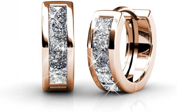 Quadratische Ohrringe - Rose Gold und Kristall