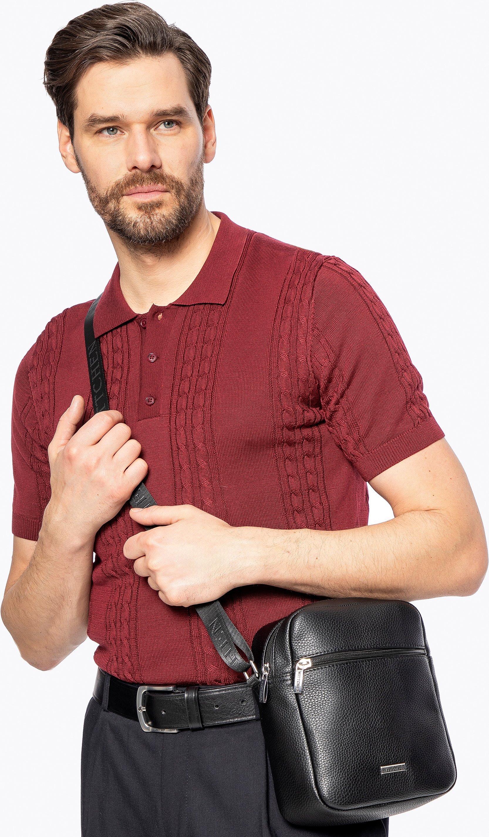 Wittchen Herren-Umhängetasche, klein, aus schwarzem Öko-Leder