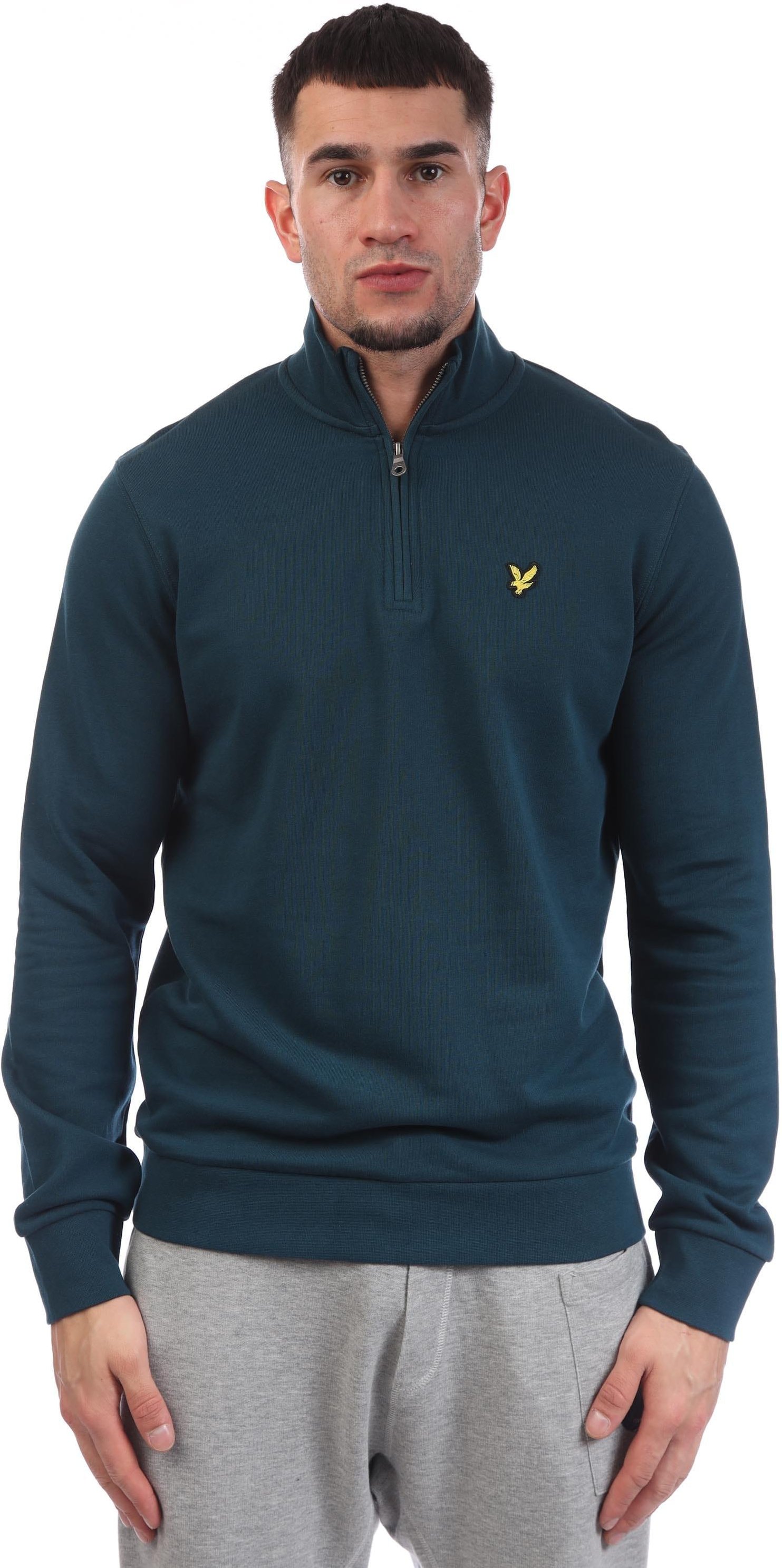Lyle & Scott - mit kurzem Reißverschluss Sweatshirt für Herren Loopback (Blau)