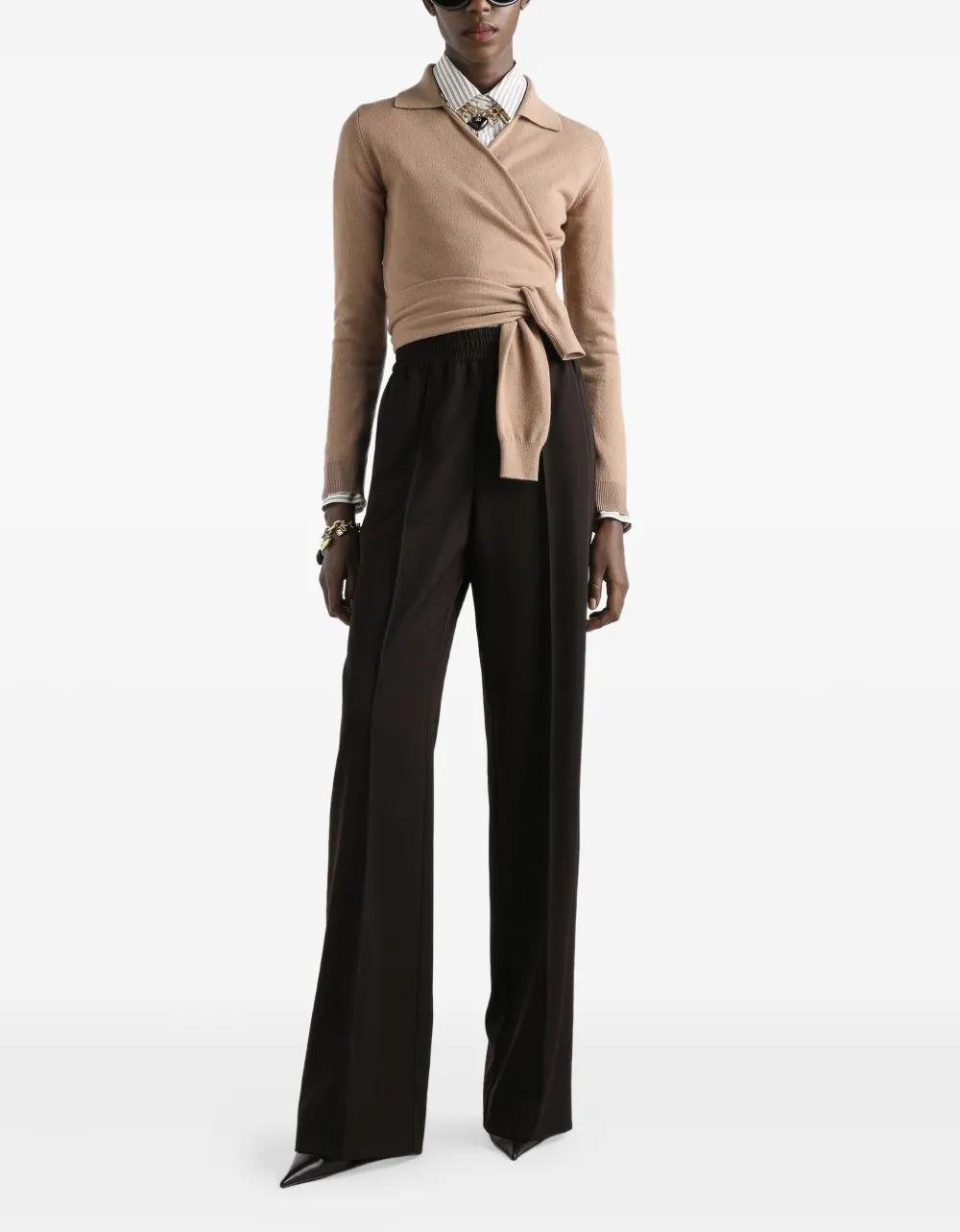 Beiger Wickelcardigan aus Kaschmir