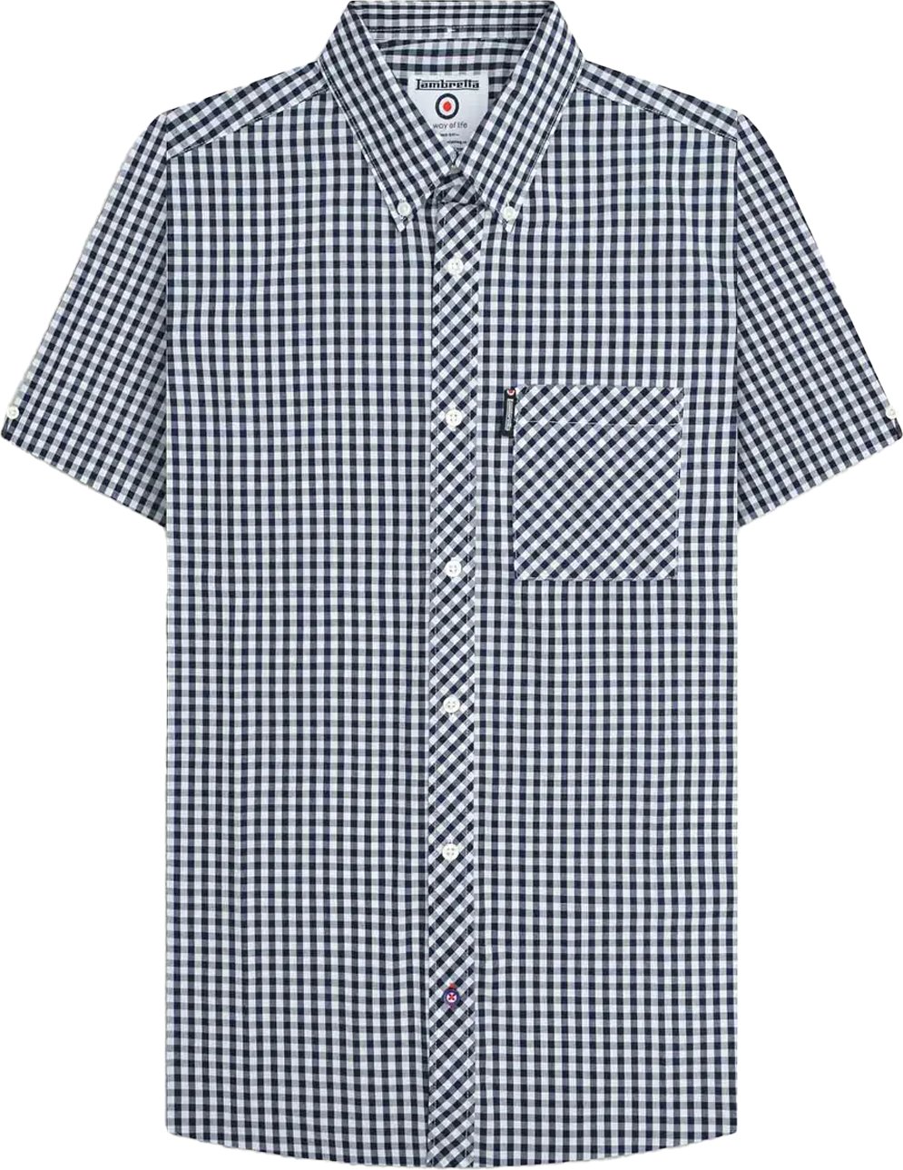 Lambretta Herren SS25 Karierter Hemd (Marineblau/Weiß)