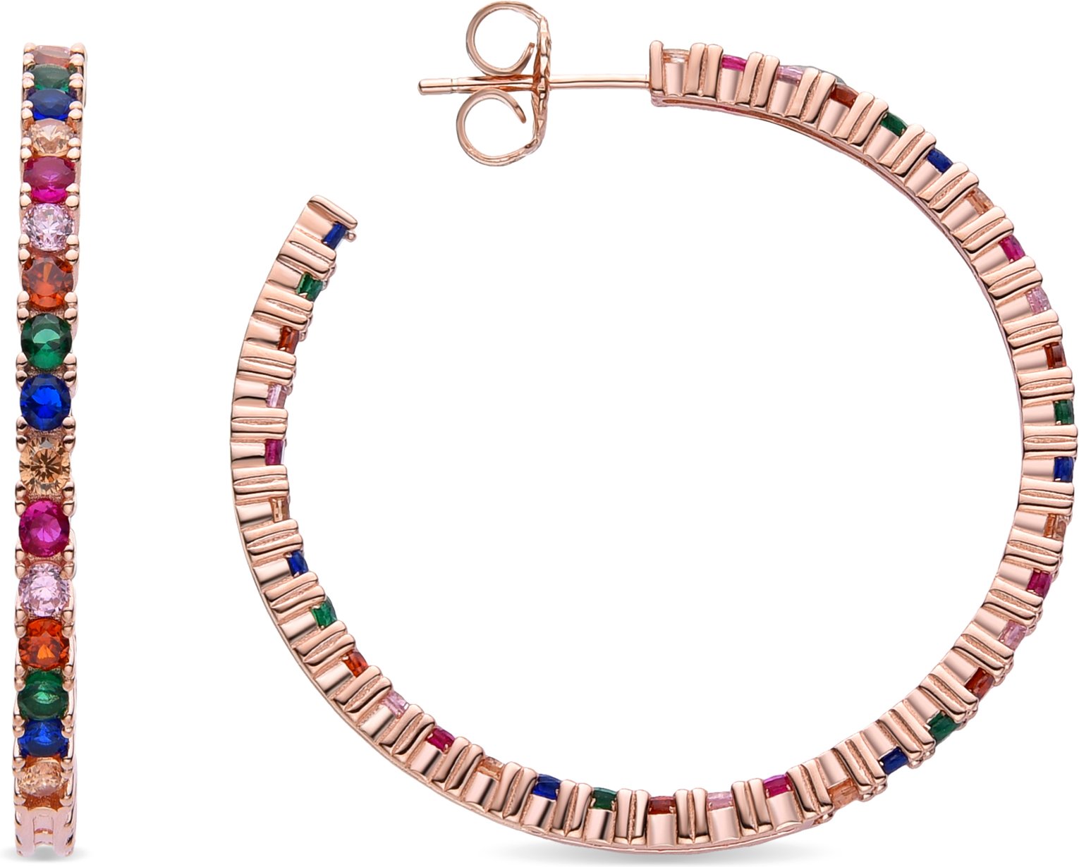 Luxenter Sterling Silber 925 Ohrringe mit mehrfarbigen Zirkonia in 18K Roségold - Vyamba