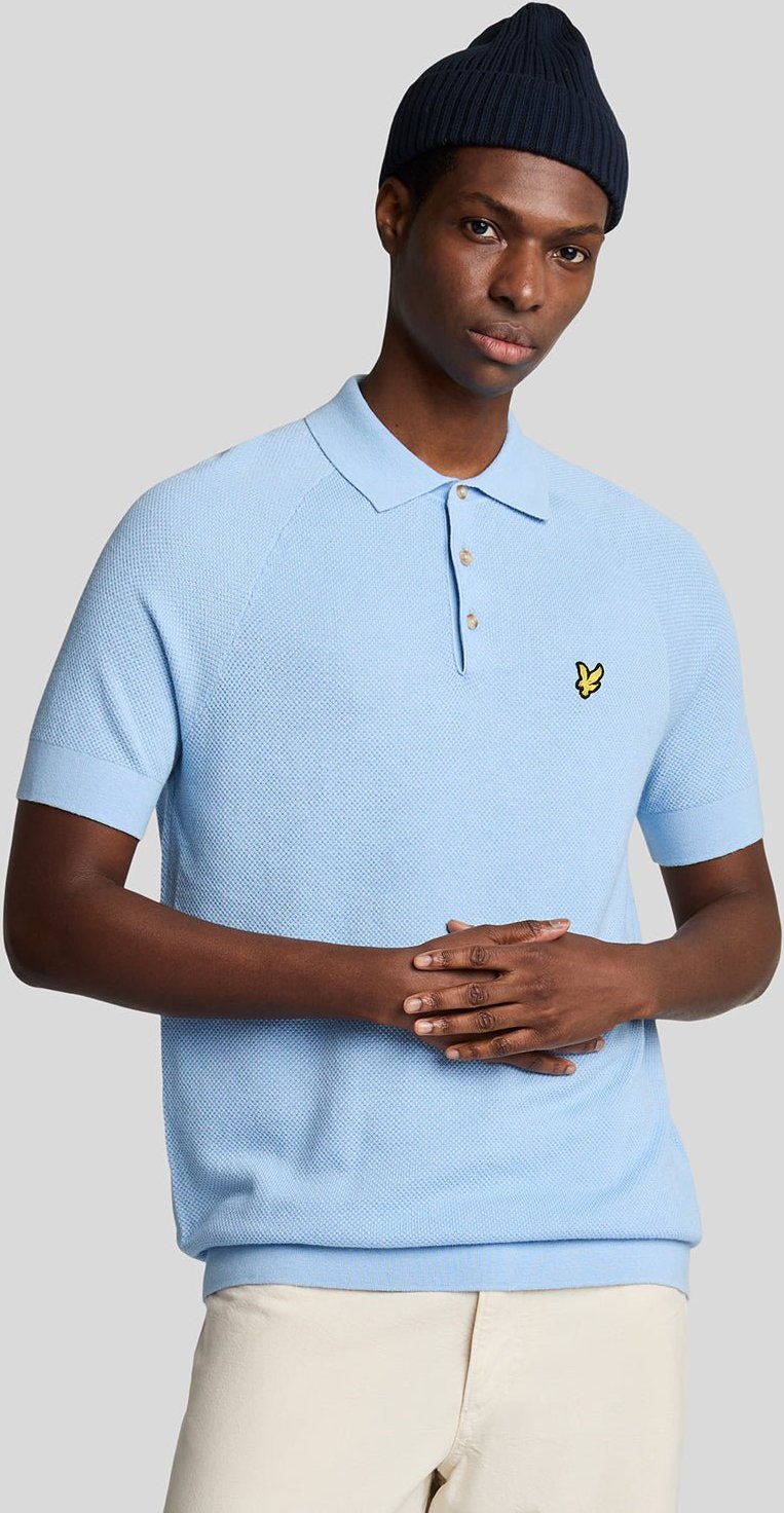 Thumbnail - Lyle & Scott Strick-Poloshirt aus Leinenmischung – Hellblau