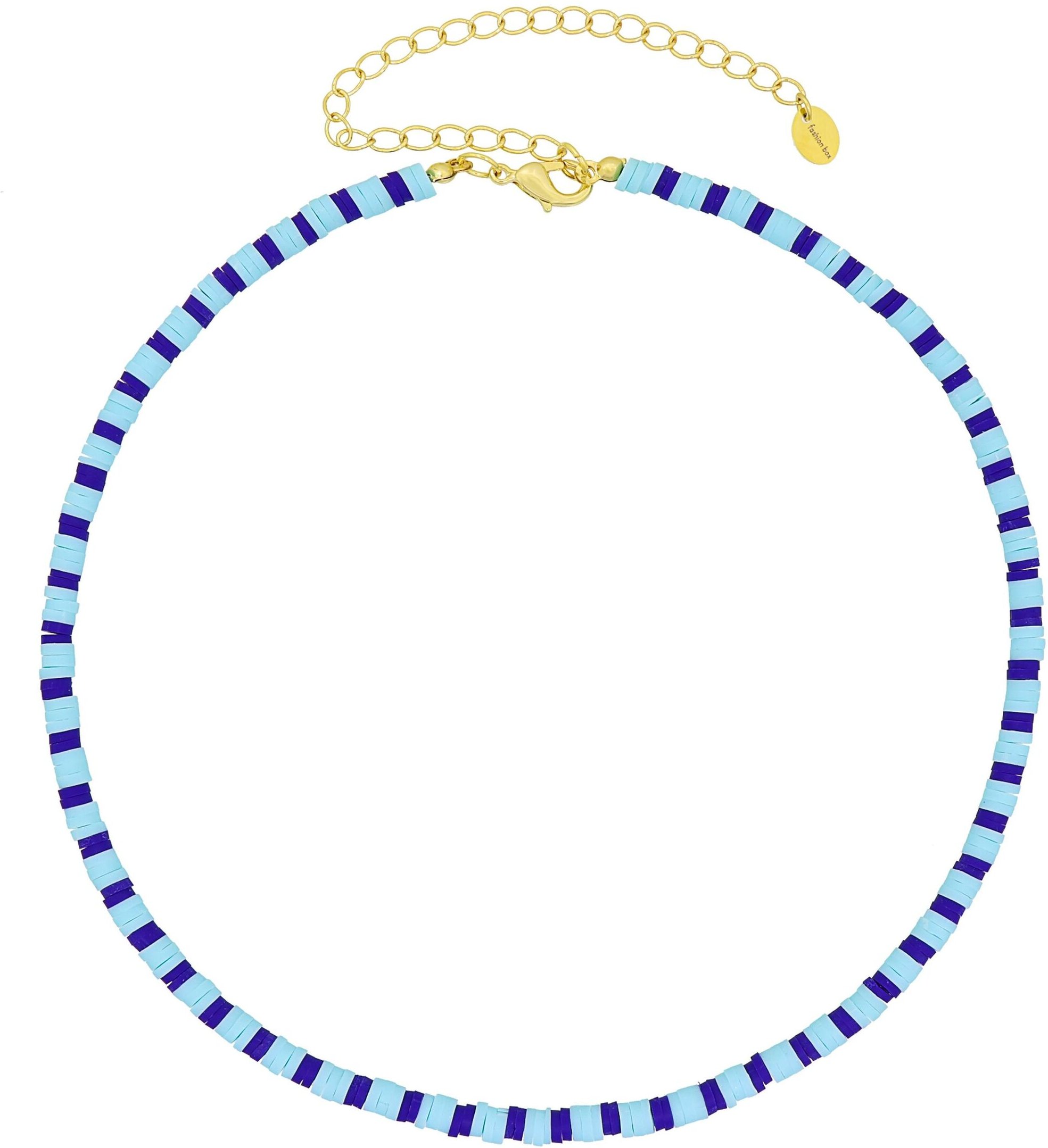 Fashionbox Kette mit Vinylplättchen blau/hellblau vergoldet