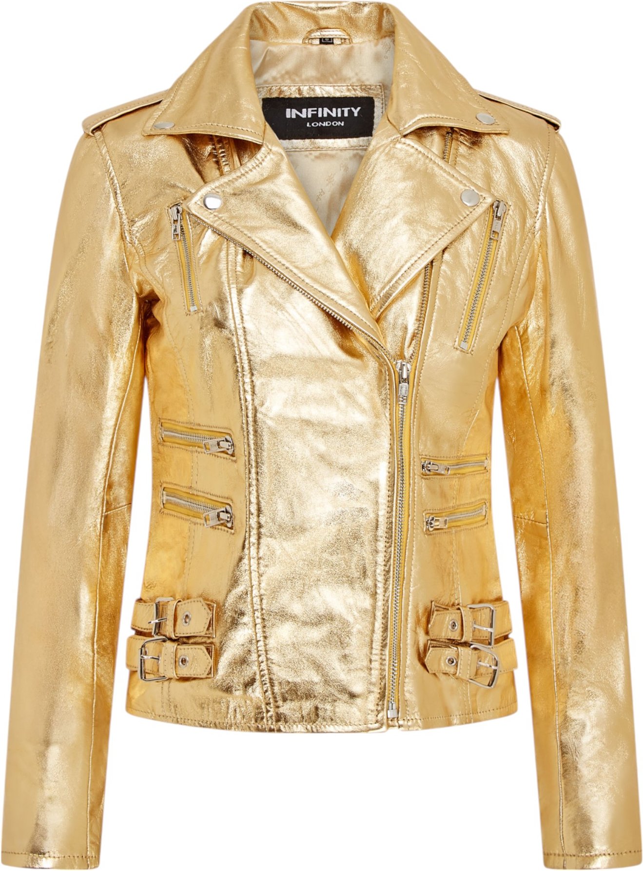 Damen Leder Gold Brando Bikerjacke-Loddon