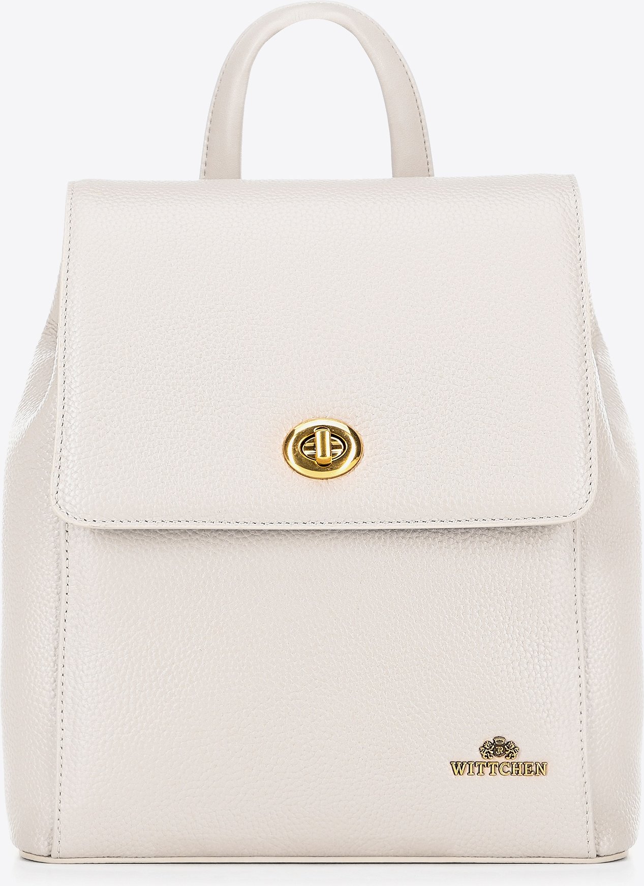 Wittchen Damen-Lederrucksack mit rechteckiger Klappe, Creme, Naturleder