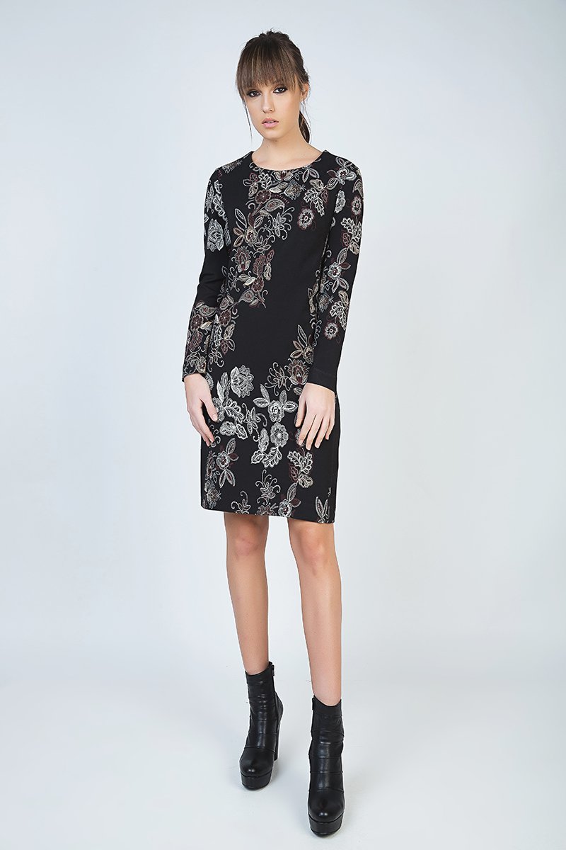 Thumbnail - Print Langärmeliges gerades Kleid