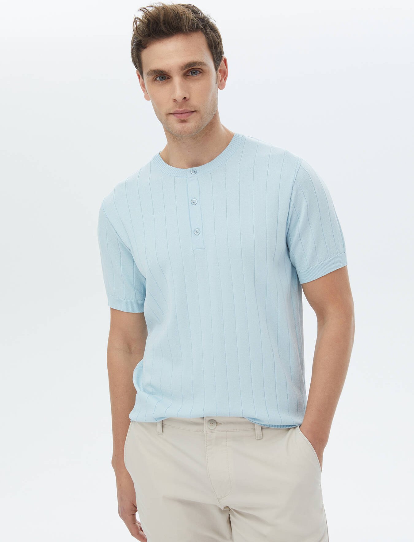 Thumbnail - Jacquard-Strickpullover mit Kragen