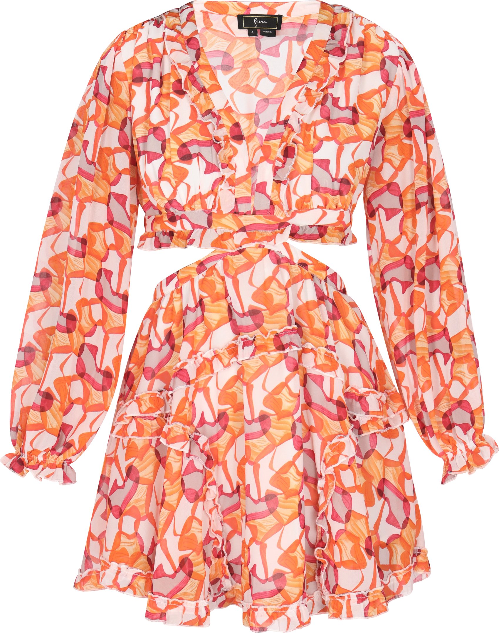 Faina Kleid Damen Orange Mehrfarbig