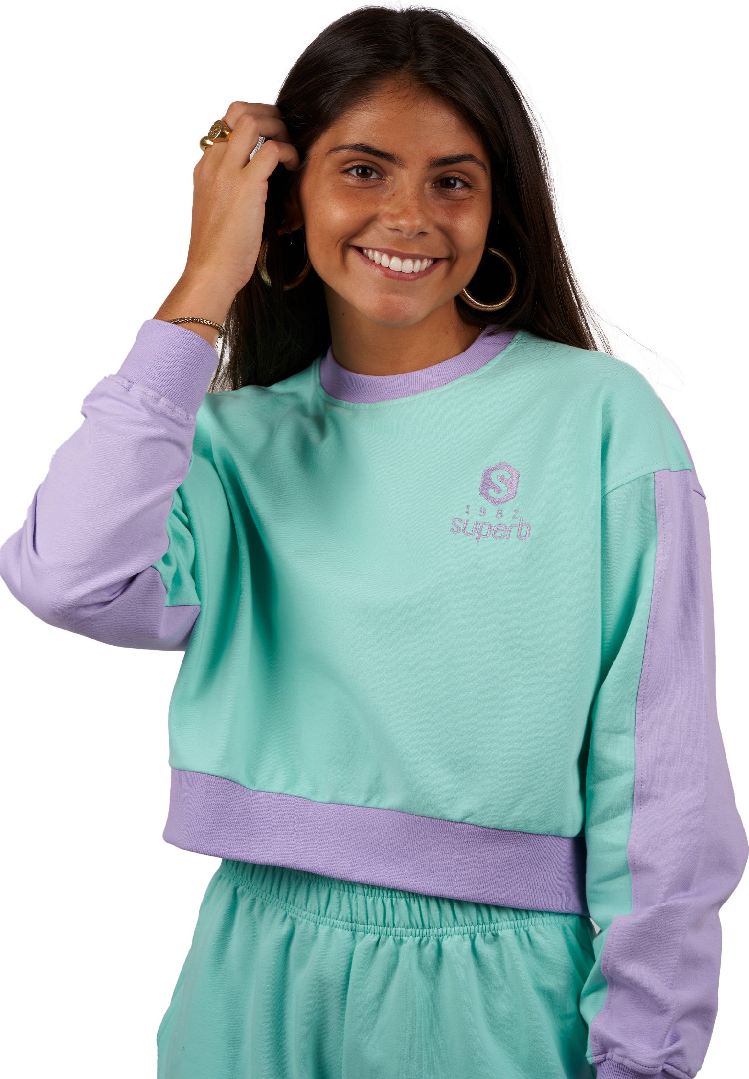 Be Happy RSC-S2102 Damen Sweatshirt mit Rundhalsausschnitt und langen Ärmeln