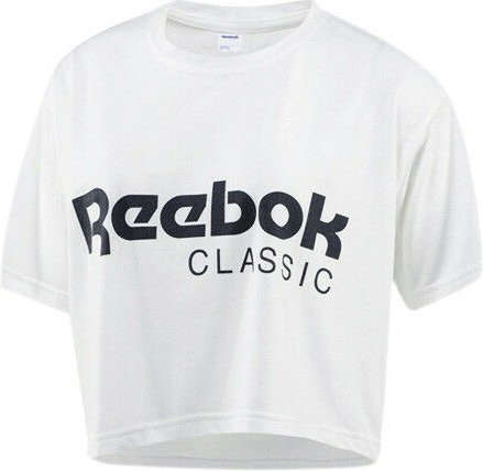Reebok Classic Short Sleeve Crew Womens White Crop Tee Top T-Shirt BR7307 RW16