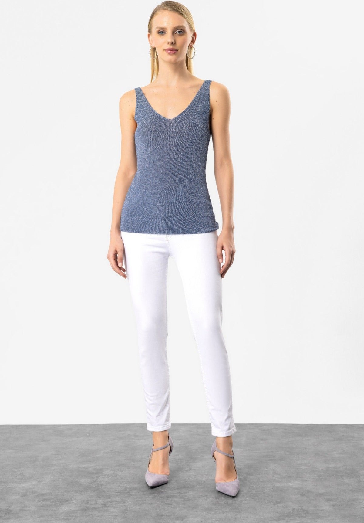 Thumbnail - Glitzerndes Strick-Trägertop