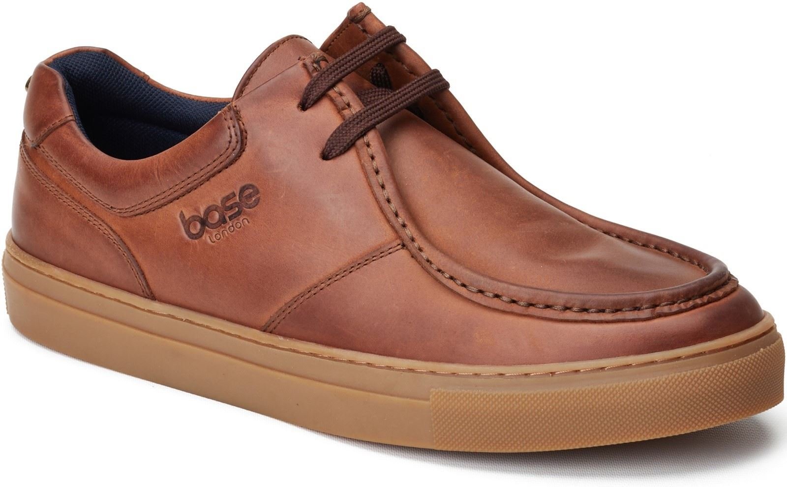 Base London Dalston Leder Herren Braune Mokassins Schuhe