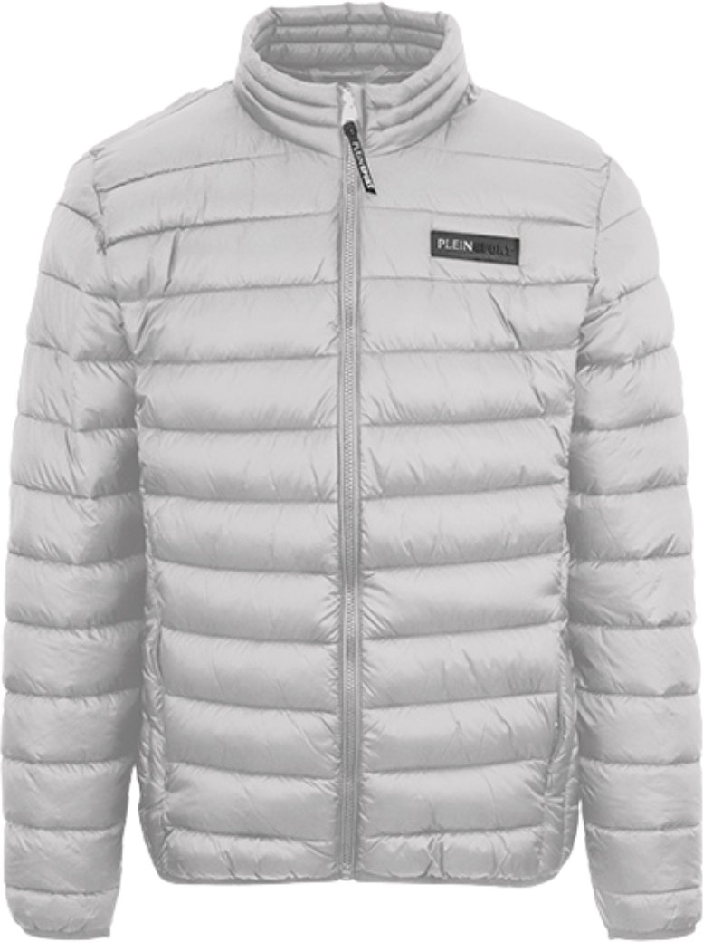 Plein Sport Patch Logo Dunne wattierte graue Jacke