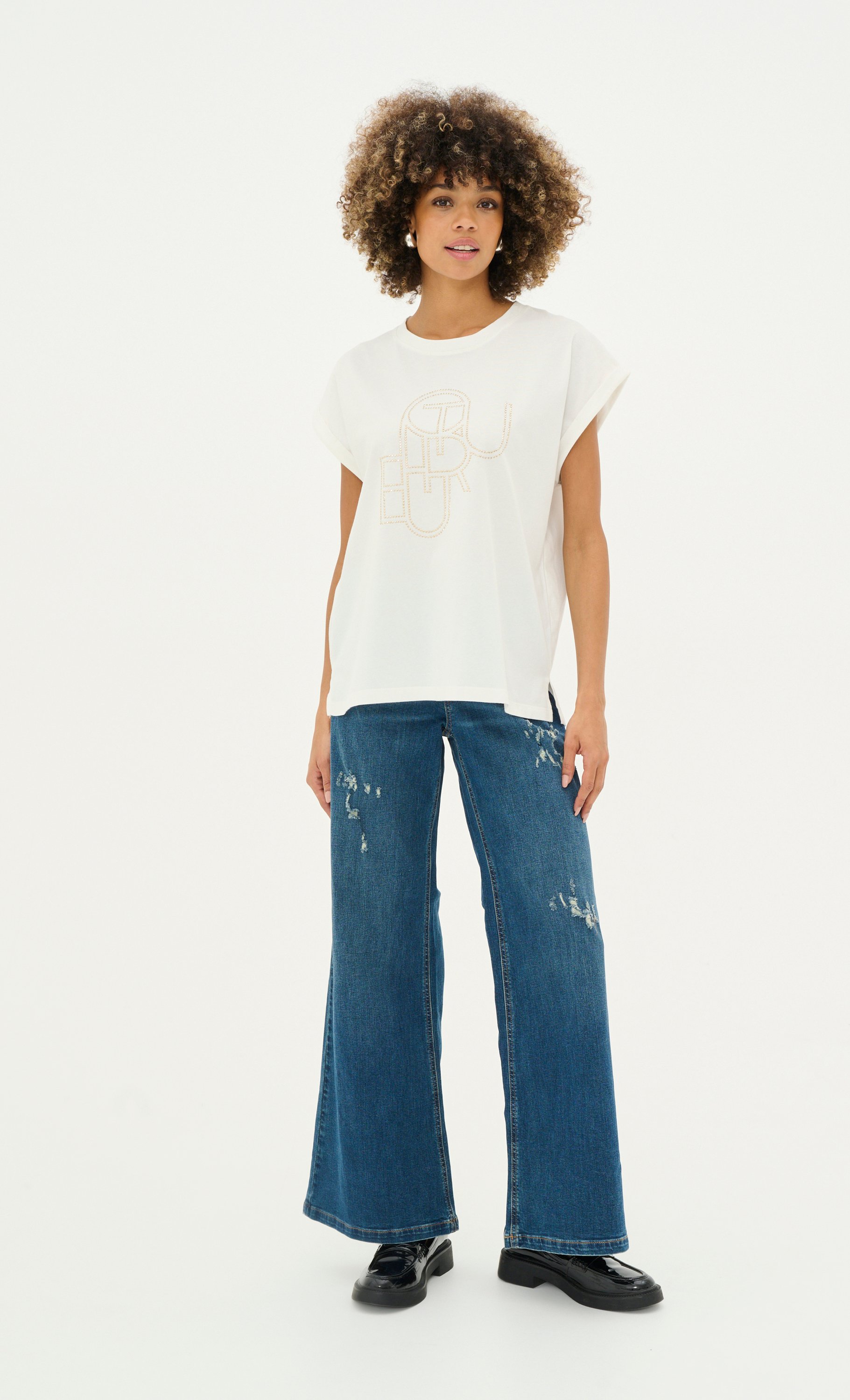 T-shirt Oversize fit Spring Gardenia white