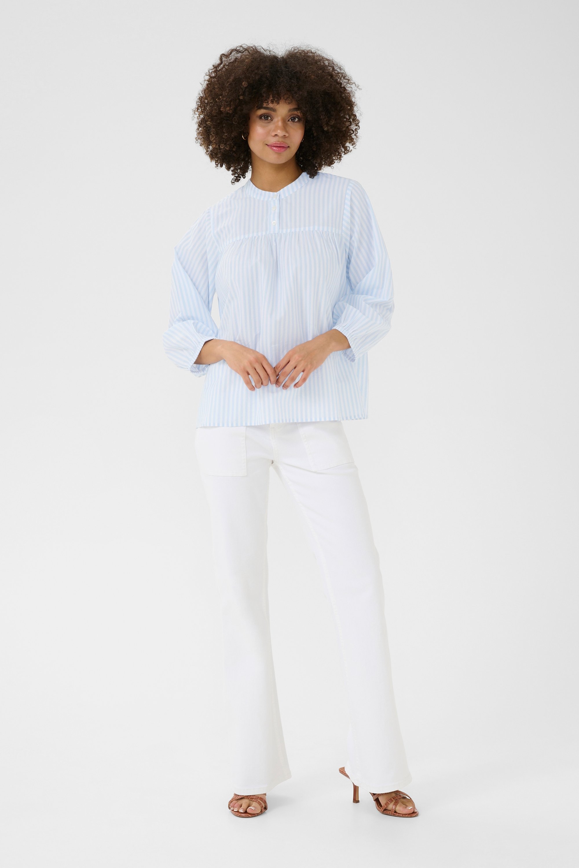 Langarm-Bluse Relaxed fit Blue/white Stripe blue white