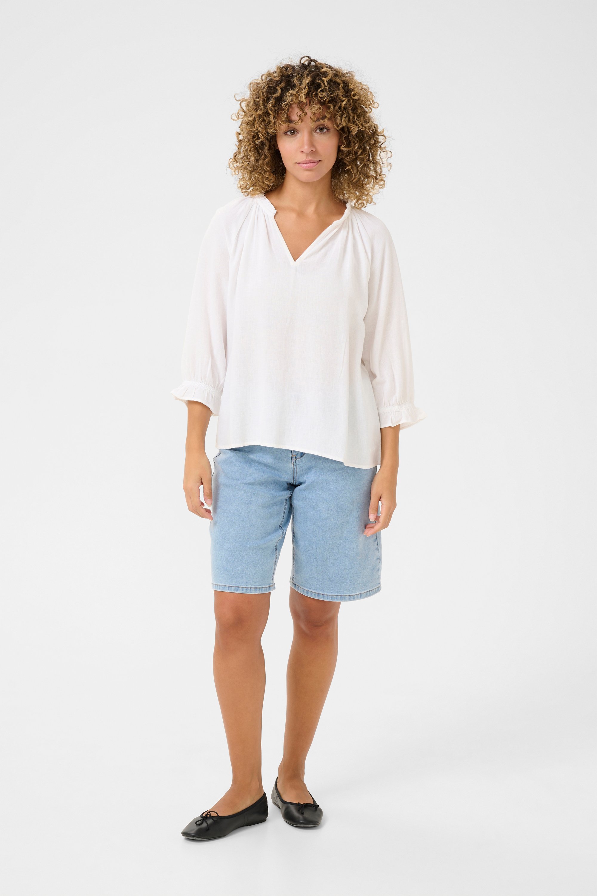 Langarm-Bluse Regular fit white