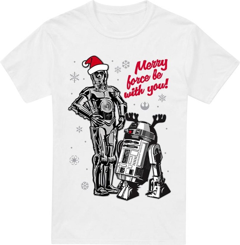 Star Wars - "Merry Christmas Droids" T-Shirt für Herren (Weiß)