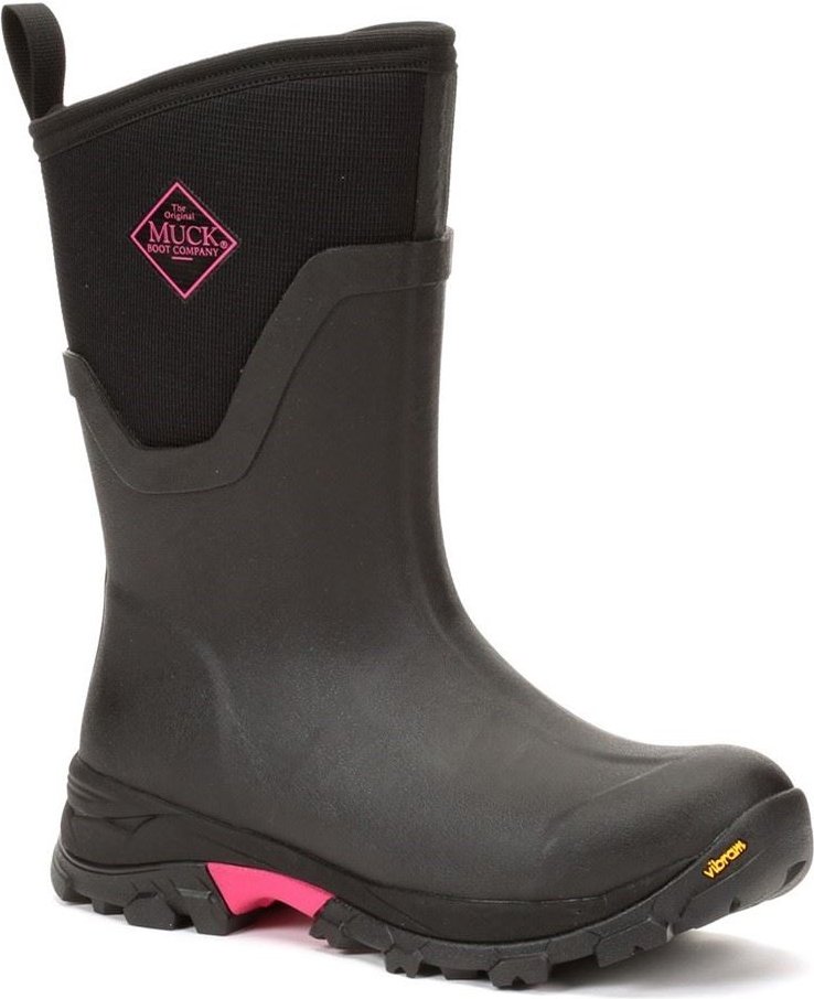 Muck Boots Arctic Ice Mid AGAT Gummi Schwarz/Hot Pink Gummistiefel