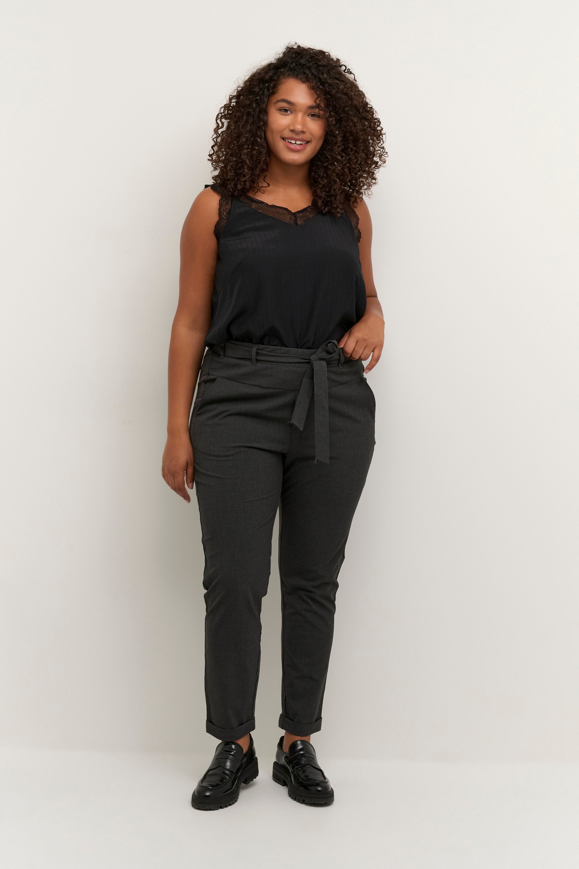 Pants Suiting Regular fit Dark Grey Melange