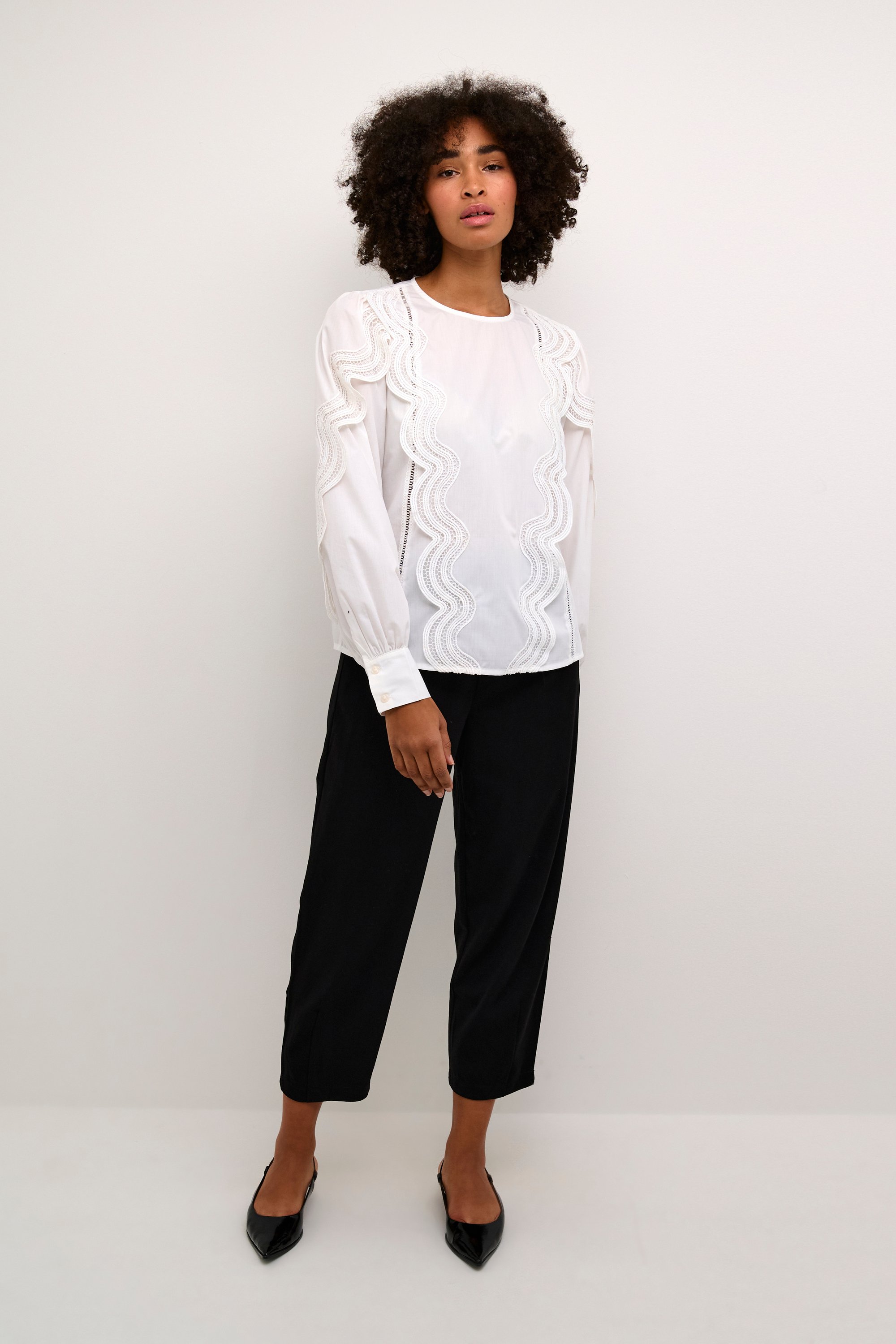 Langarm-Bluse Regular fit white