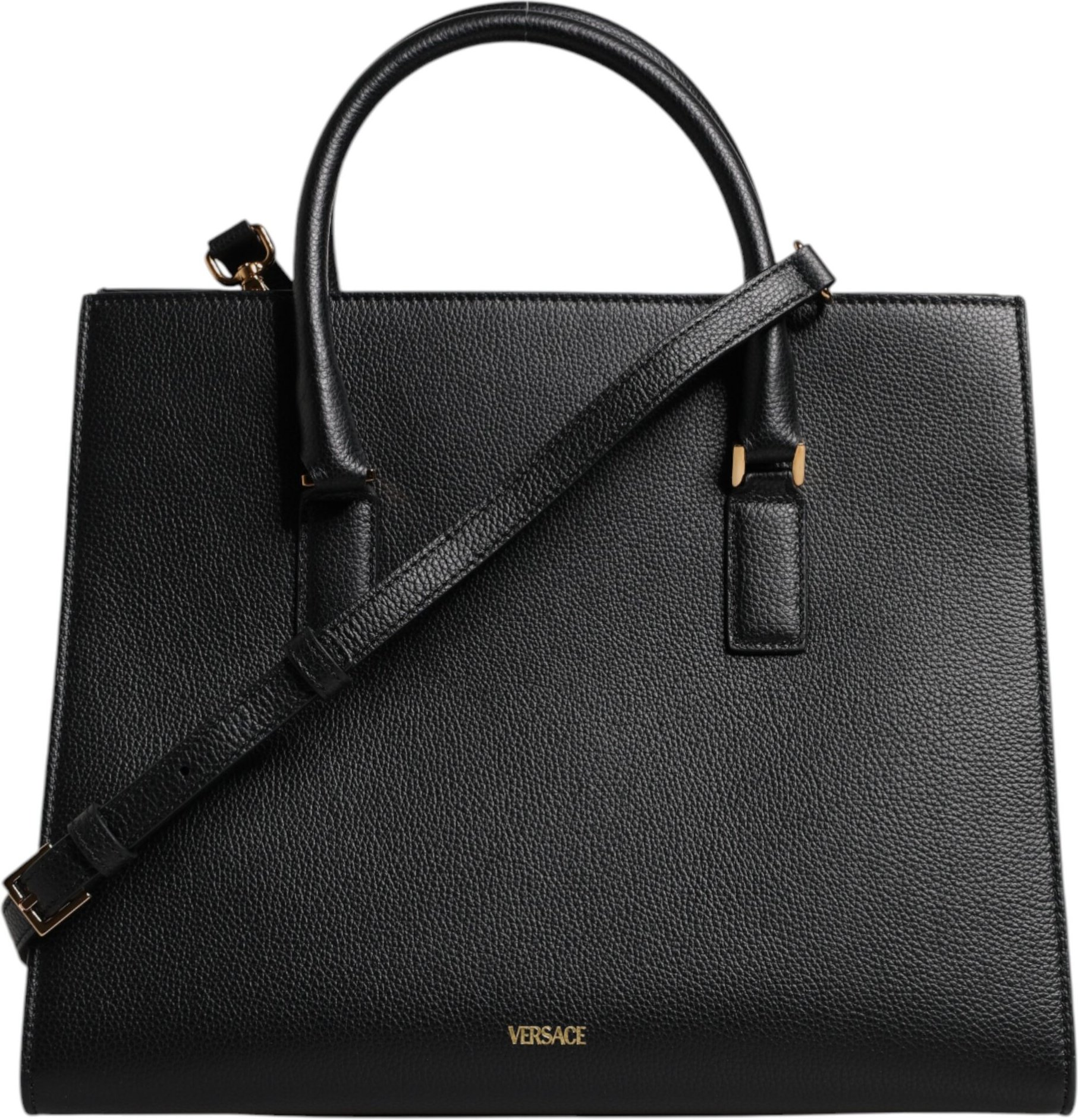 Schwarze große Leder-Henkeltasche mit Schulter- und Umhängefunktion