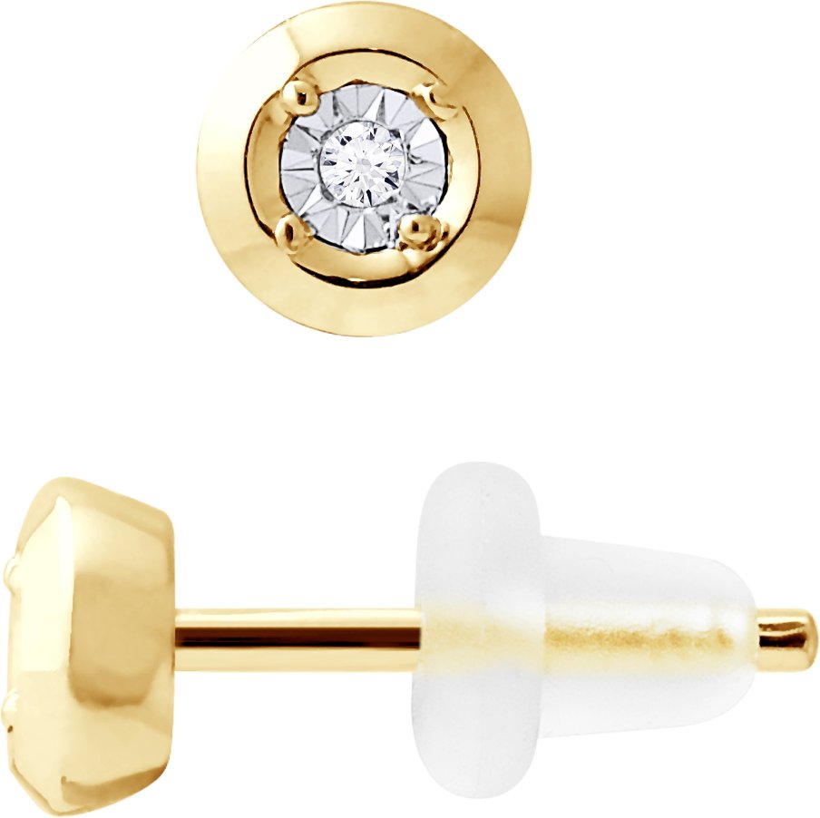Diamant-Ohrstecker 0.020 0.50 Cts Cts Illusion Gelbgold