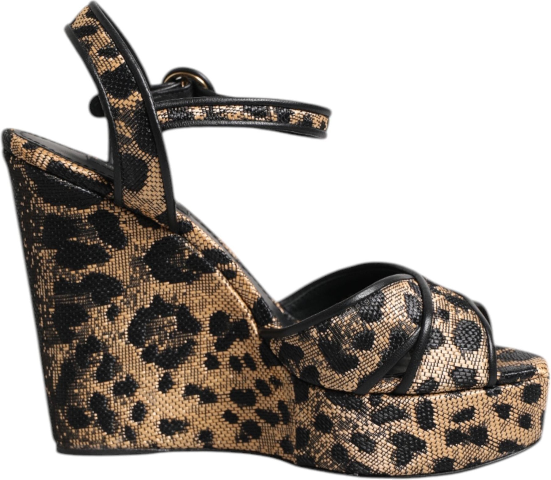 Dolce & Gabbana Braune Leopard Wedge-Ankle-Strap-Sandalen Schuhe