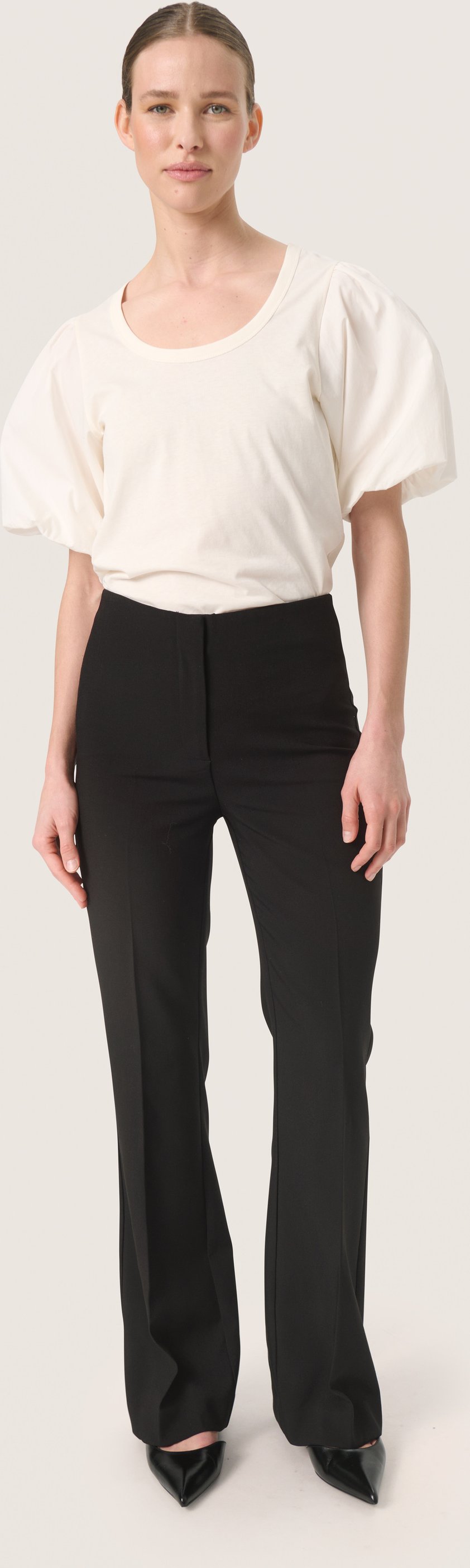 Kurzarm-Bluse Gerade Passform Whisper White