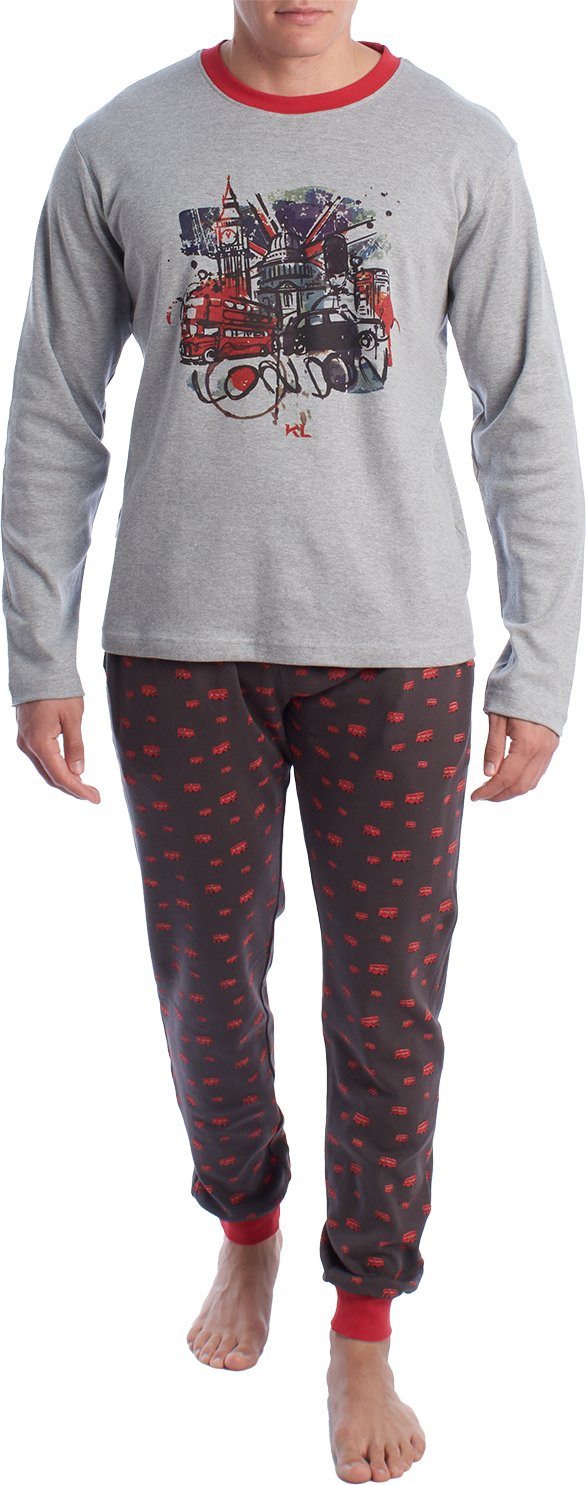 Langärmeliger Schlafanzug aus Baumwolle für Männer KLP4