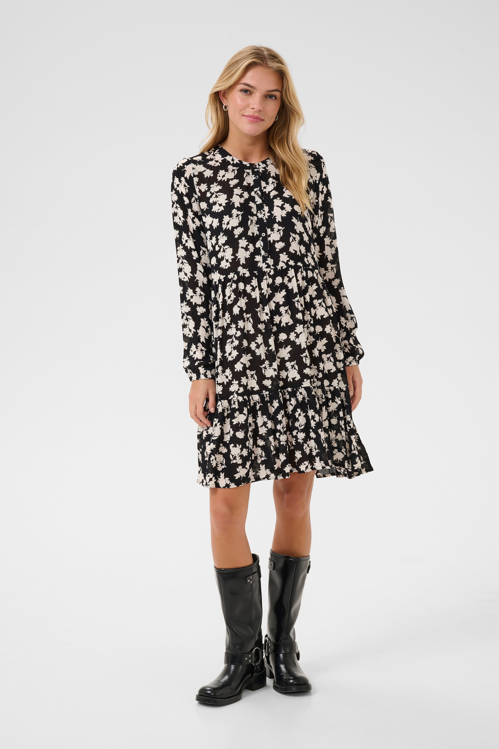 Thumbnail - Kleid Regular fit black offwhite