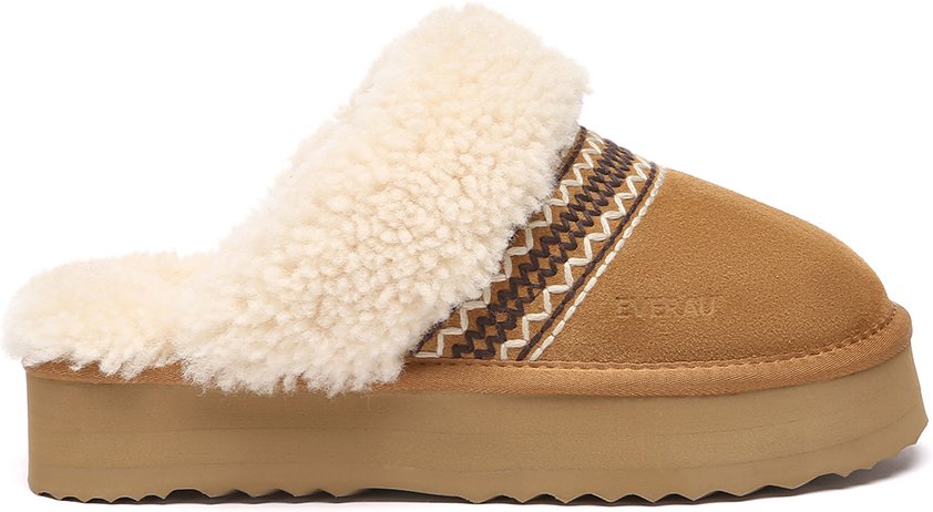 EVER AU Australien Damen Crake Strick-Plateau-Schafsfell Hausschuhe