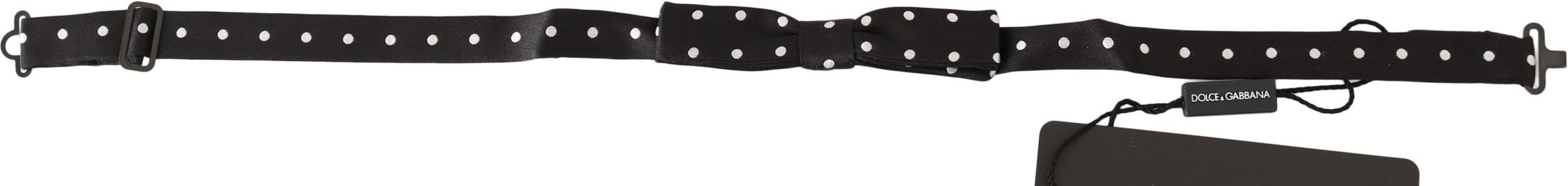 Dolce & Gabbana - Nœud papillon ajustable noir 100% soie à pois pour homme