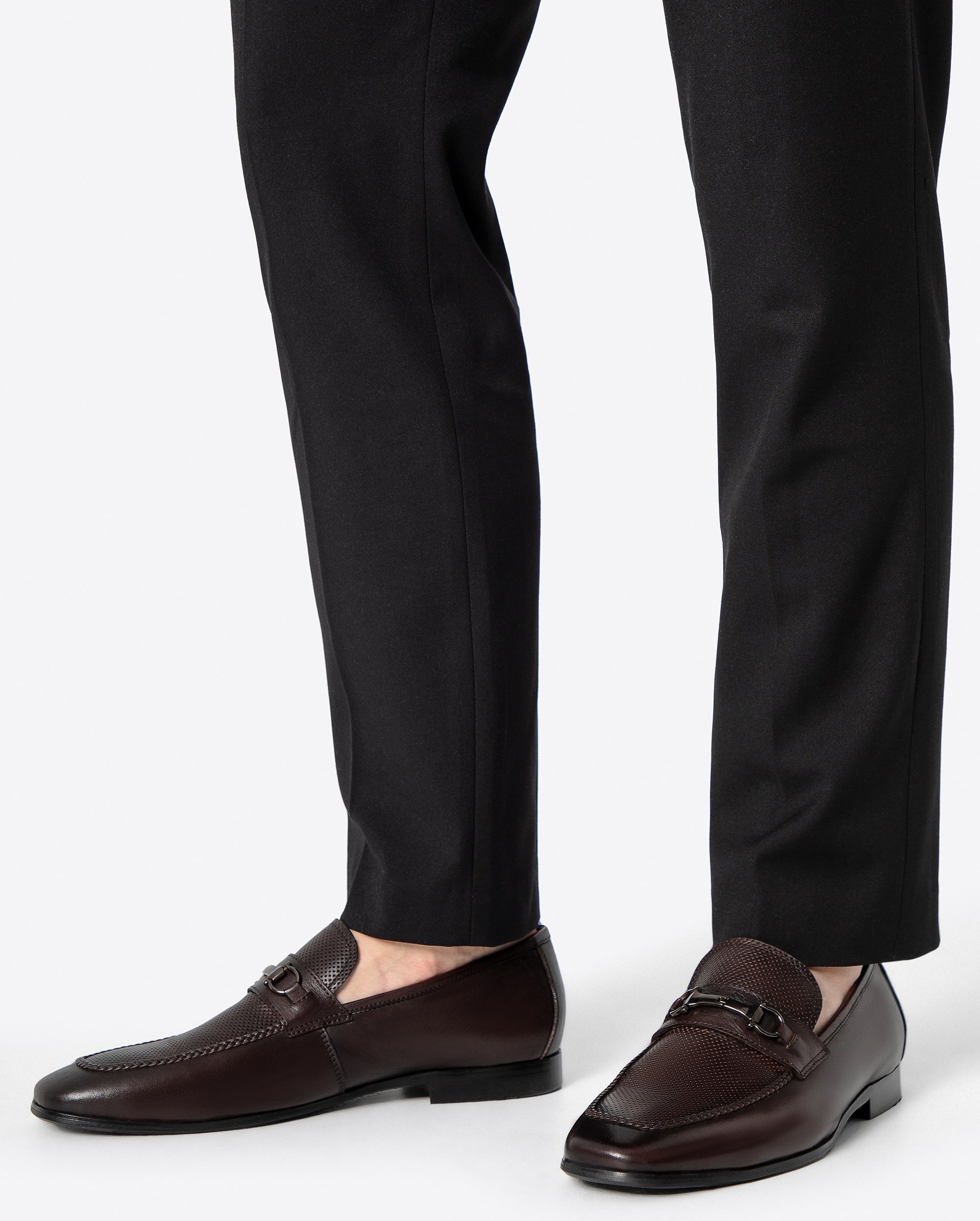 Wittchen Herren-Lederslipper mit Schnalle am Riemen, Dunkelbraun, Naturleder