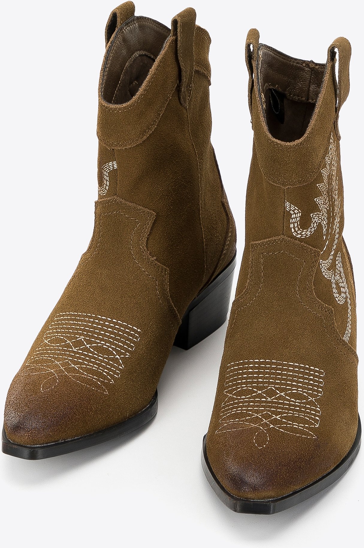 Wittchen Damen-Cowboystiefel aus Wildleder mit Stickerei, kurz
