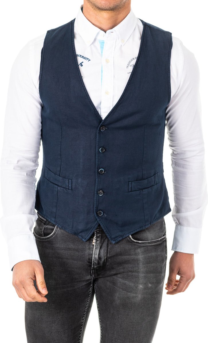 Feinstrickweste für Herren mit verstellbarem Gürtel, V-Ausschnitt HMJA11