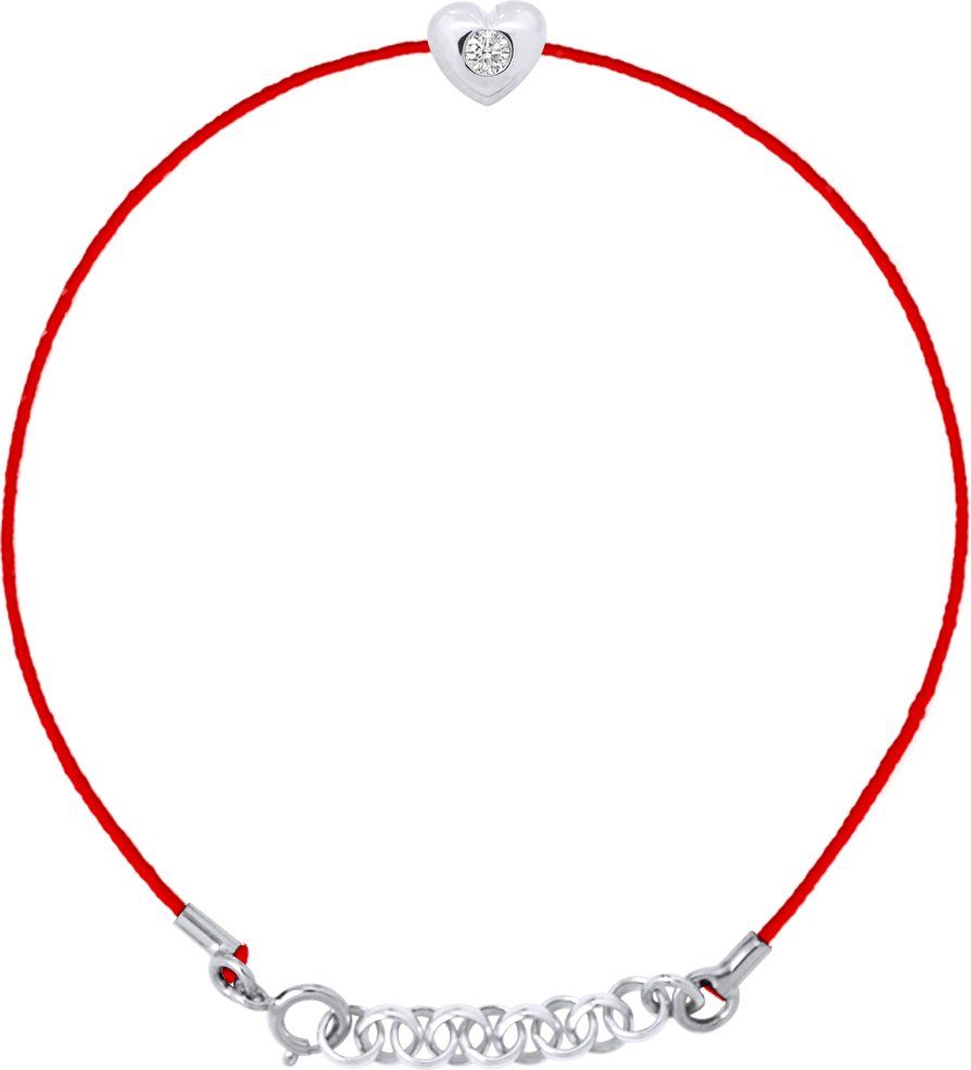 DIADEMA - Armband - Rotes Nylon - Herz - Echter Diamant