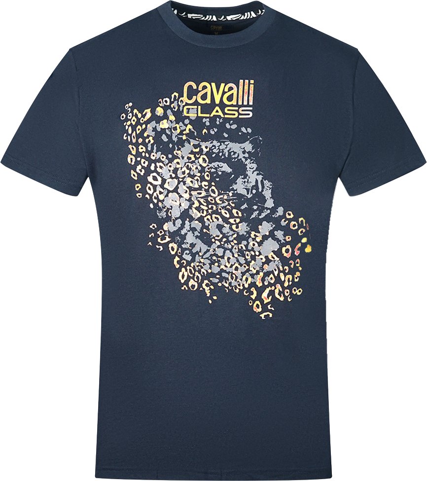 Thumbnail - Cavalli Class Leopardenmuster Silhouette Navy T-Shirt