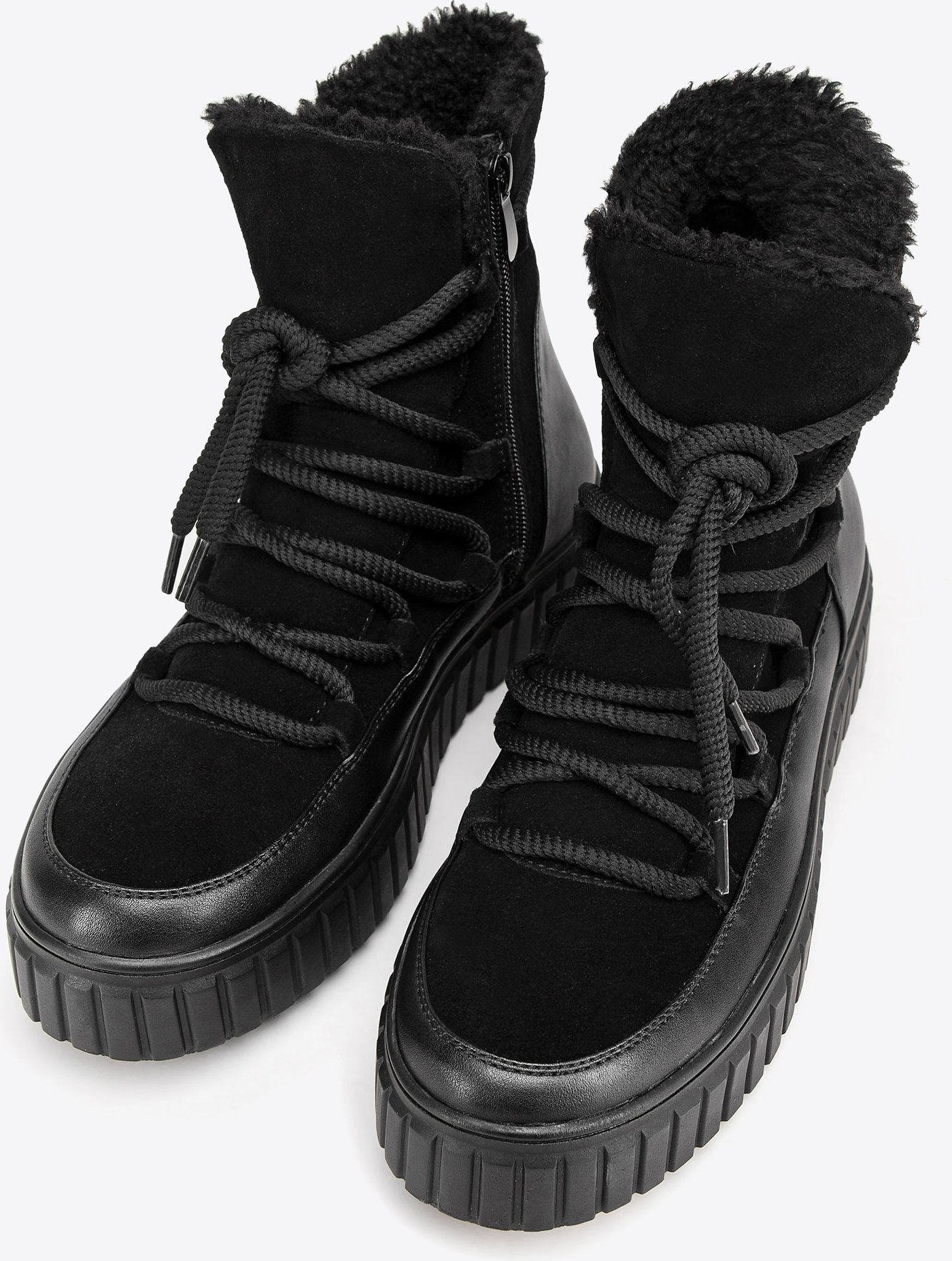 Wittchen Damen-Ankle-Boots aus Wildleder mit Fellbesatz, schwarz