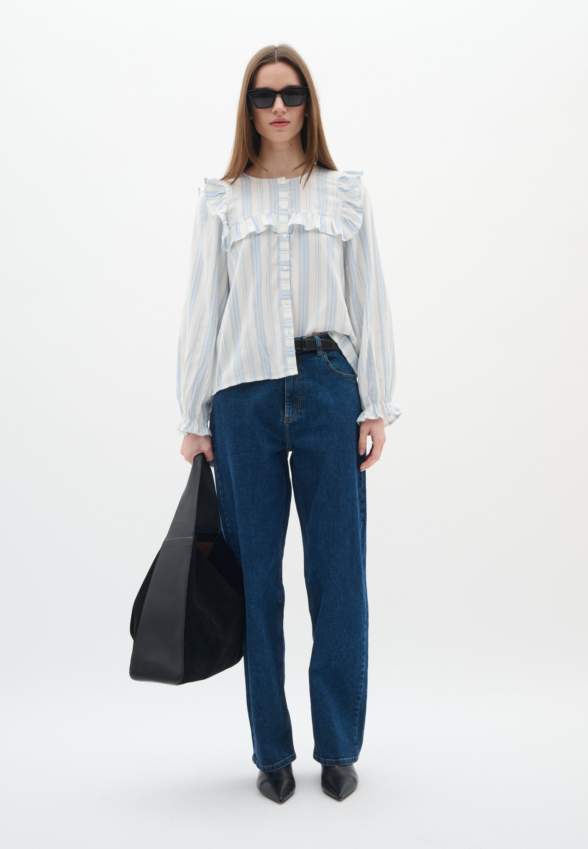 Langarm - Hemd Gerade Passform Light Blue Stripes blue white