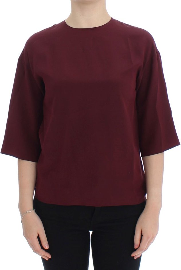 Dolce & Gabbana Rote Seidenbluse mit 3/4-Ärmeln