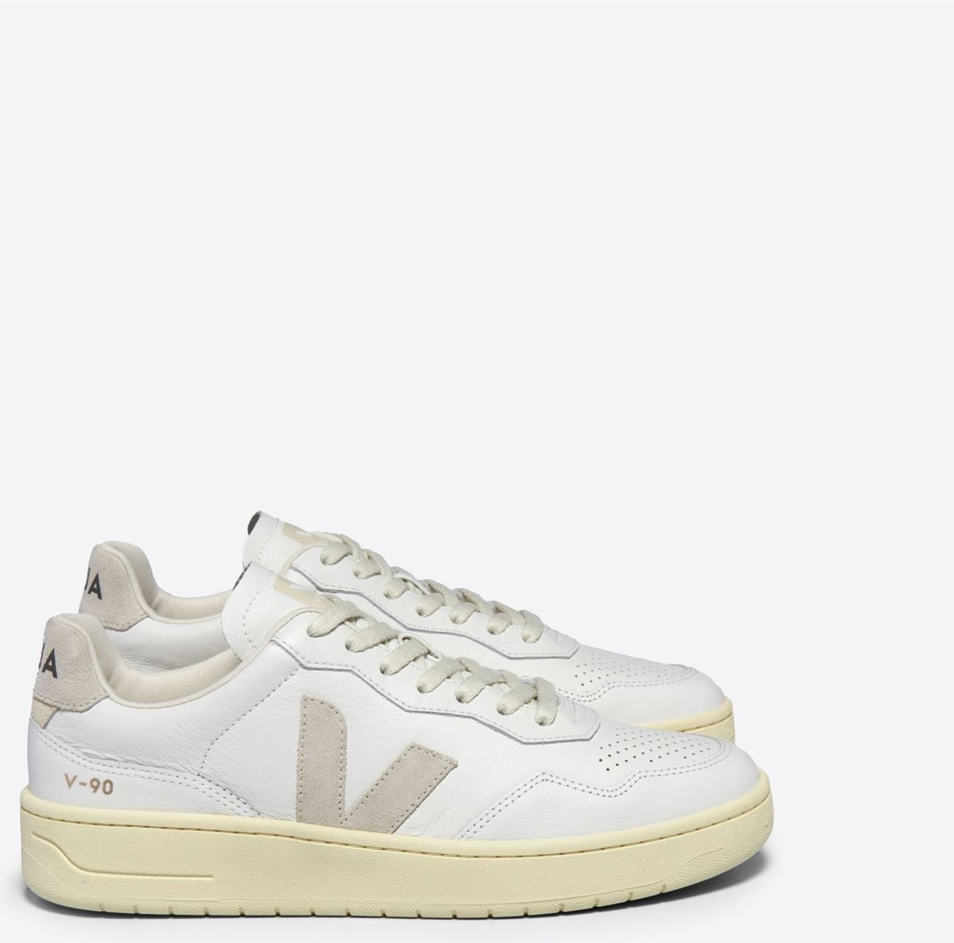Veja V-90 Leder Damen Weiß/Natural Turnschuhe