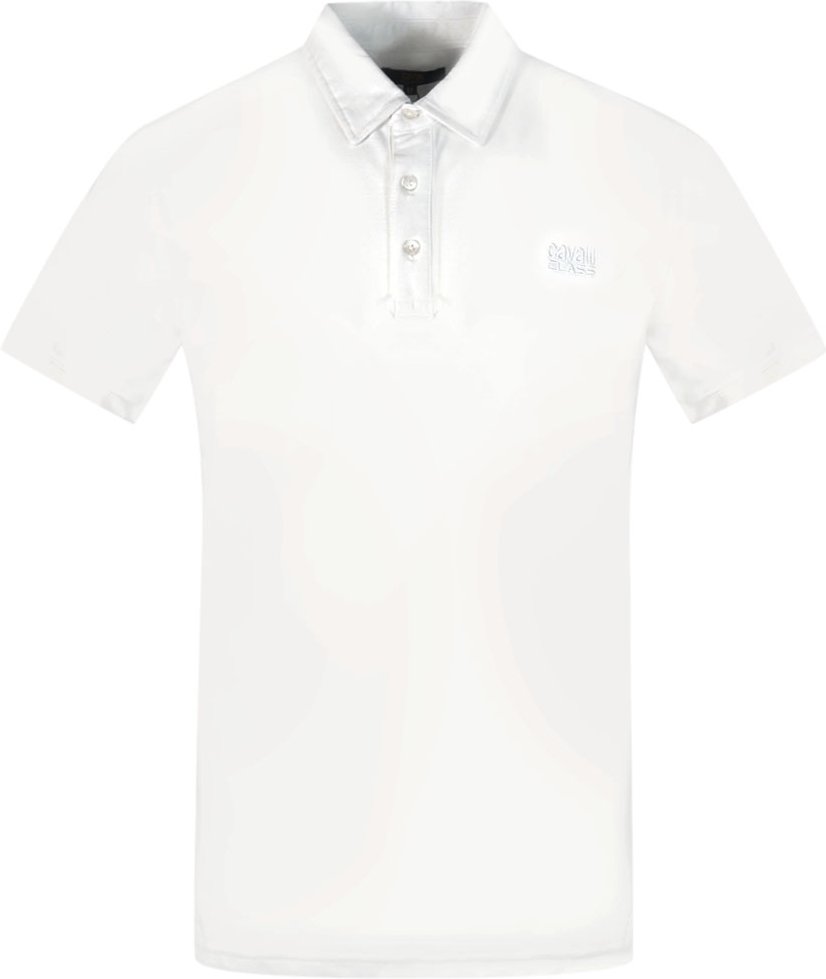 Thumbnail - Cavalli Class Brand Logo Weißes Poloshirt
