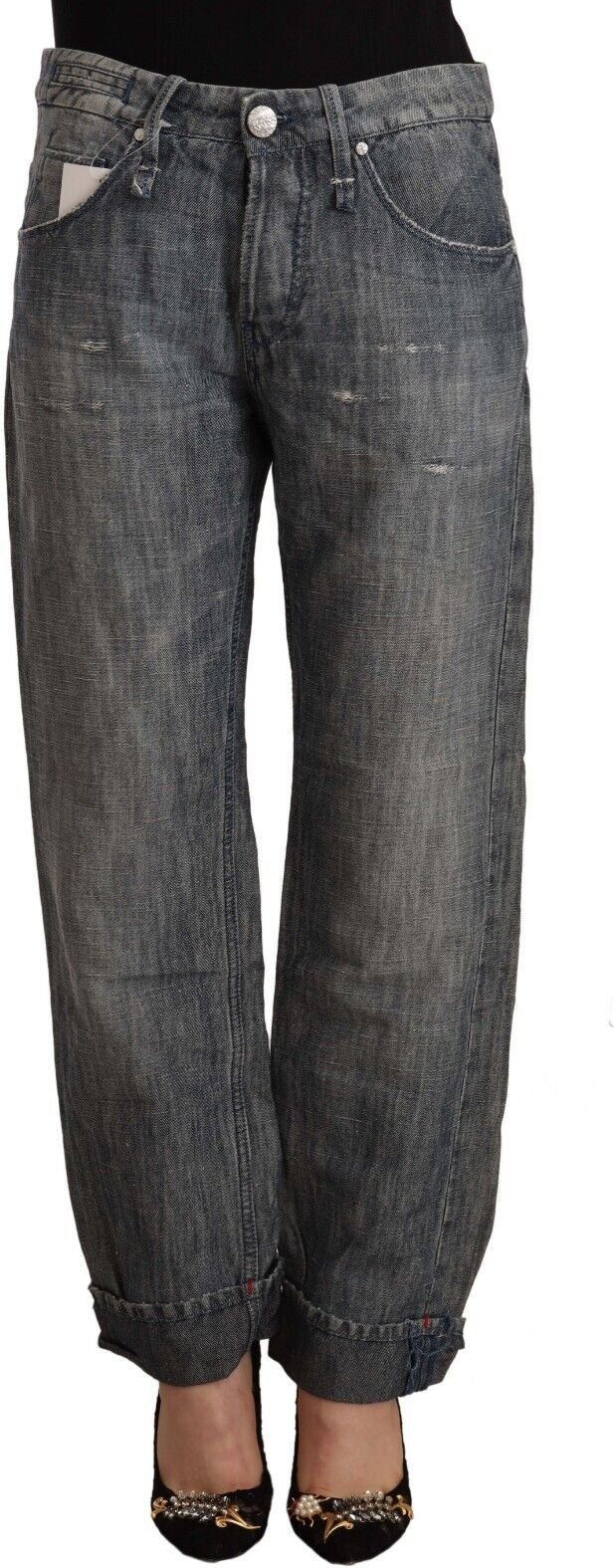 Lässige Jeans mit Cupped Saum und Used-Look